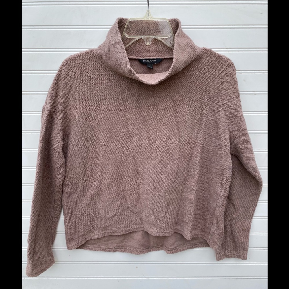 Banana Republic Textured Cropped Turtleneck Blush Top